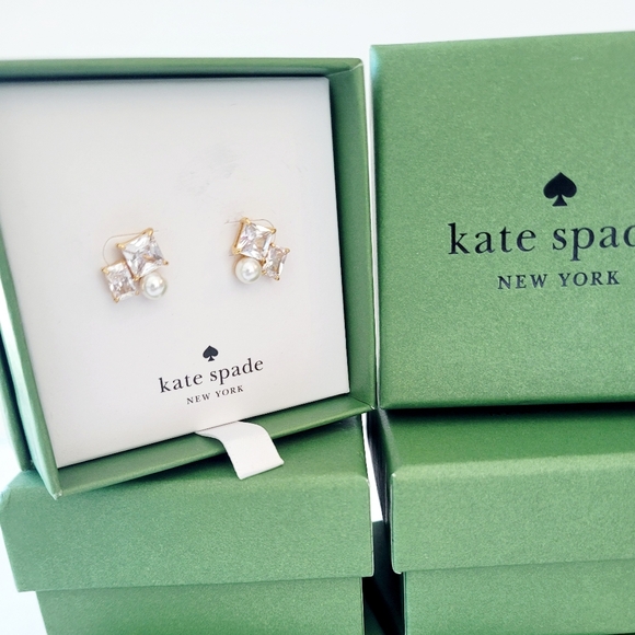 Kate Spade Gold and Crystal Pearl Earrings - Picture 2 of 2